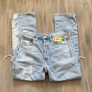 Citizens Of Humanity Distressed Bleached Pattern Light Blue Jeans